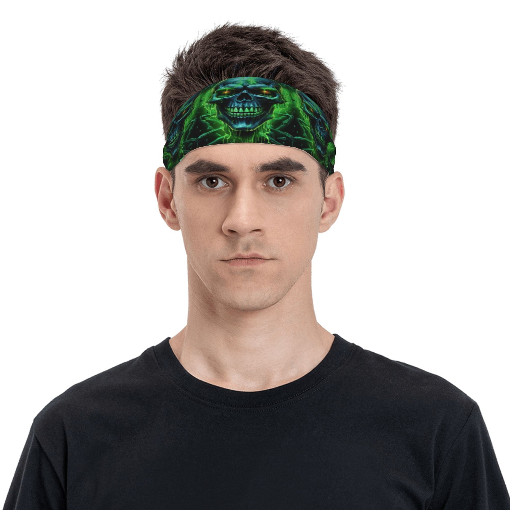 Glowing Skull Headband Sweat Wicking Stretchy Polyester Yoga Gym Running