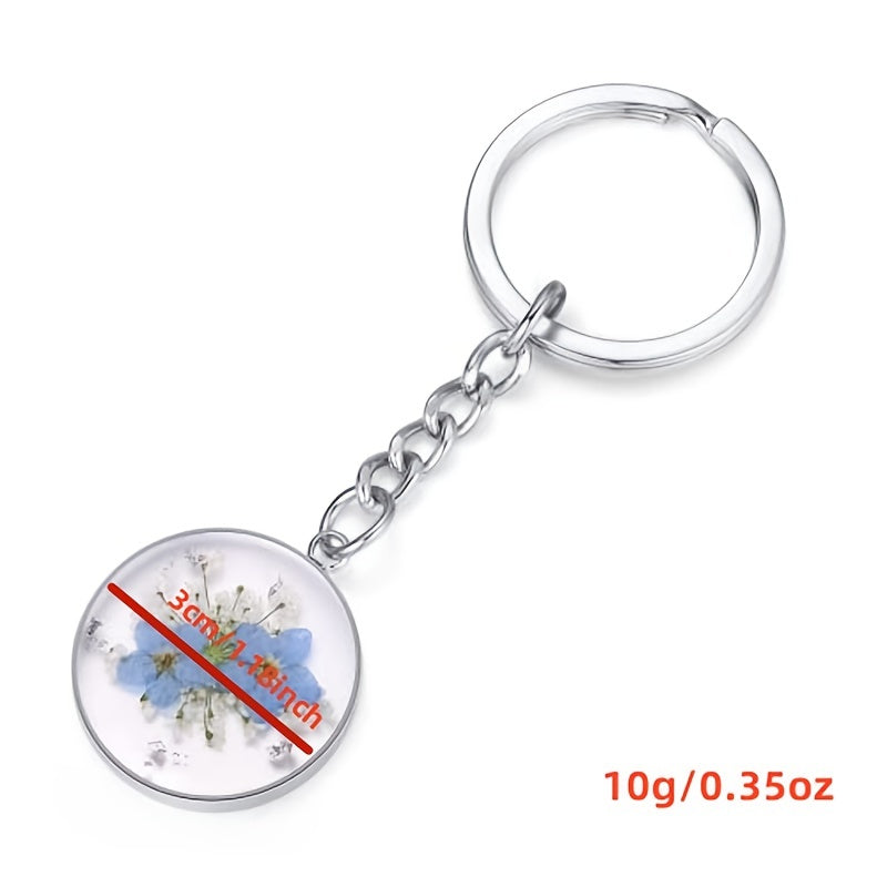 Irregular Dried Flower Keychains Women Bag Pendant Keyrings Car Keyholder