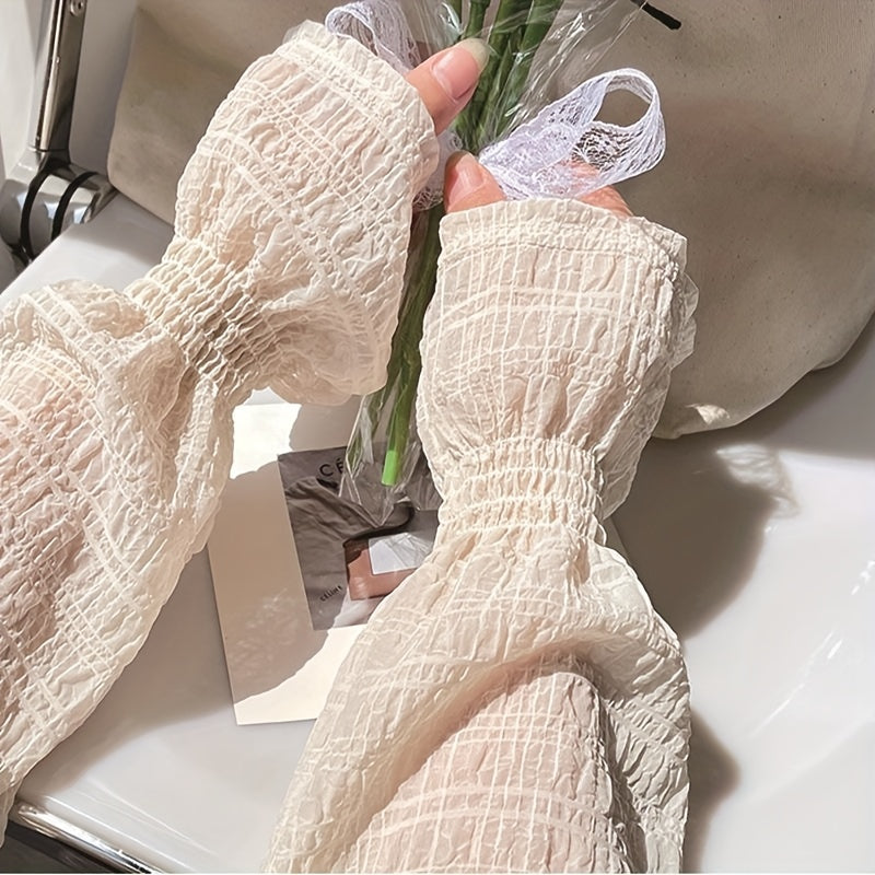 Lace Loose Long Gloves Crinkle Breathable Decorative Outdoor Sunscreen
