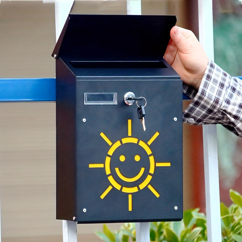 Metal Lockable Wall Letter Box Sun Rain Proof Home Mailbox