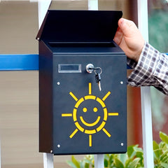 Metal Lockable Wall Letter Box Sun Rain Proof Home Mailbox