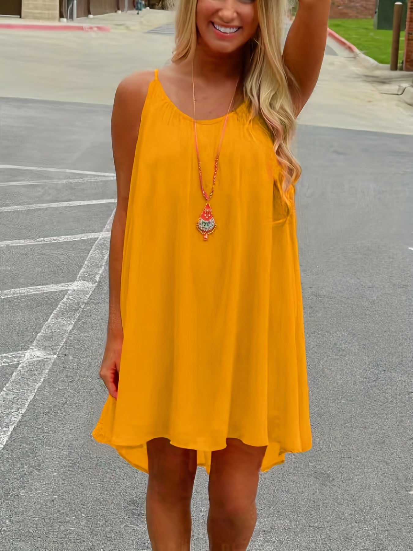  Casual Dress Women's Plus Round Neck Backless Loose Fit Dress