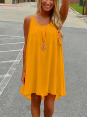  Casual Dress Women's Plus Round Neck Backless Loose Fit Dress