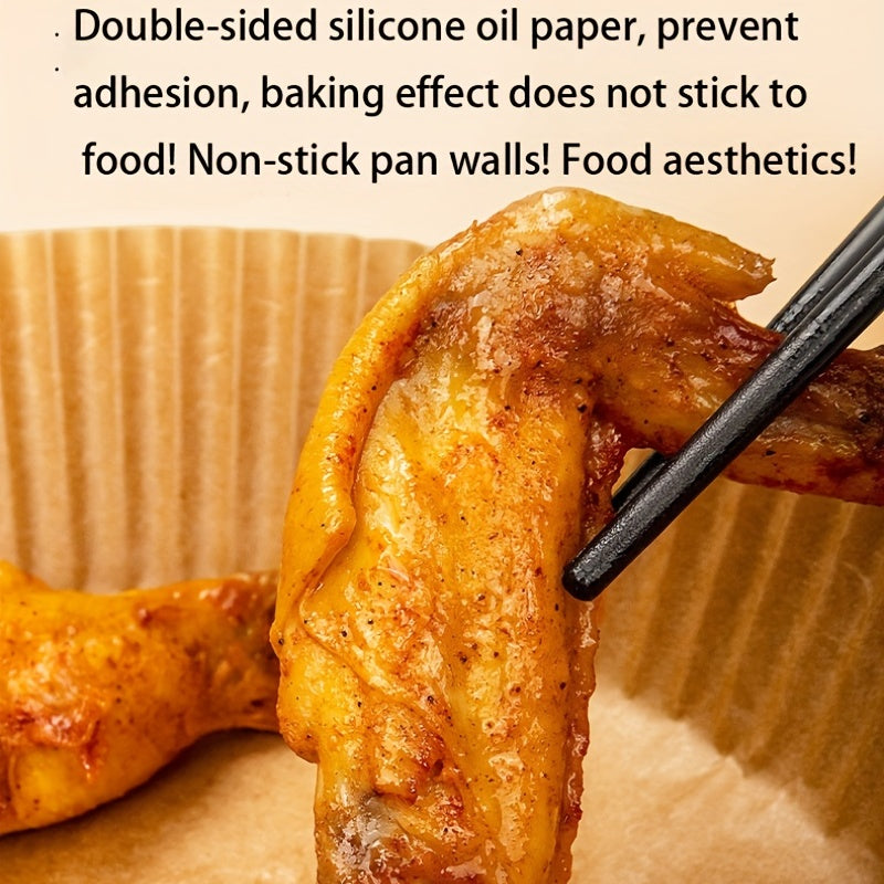 50pcs High Temp Air Fryer Liner Paper For Absorption - Disposable Baking Pads