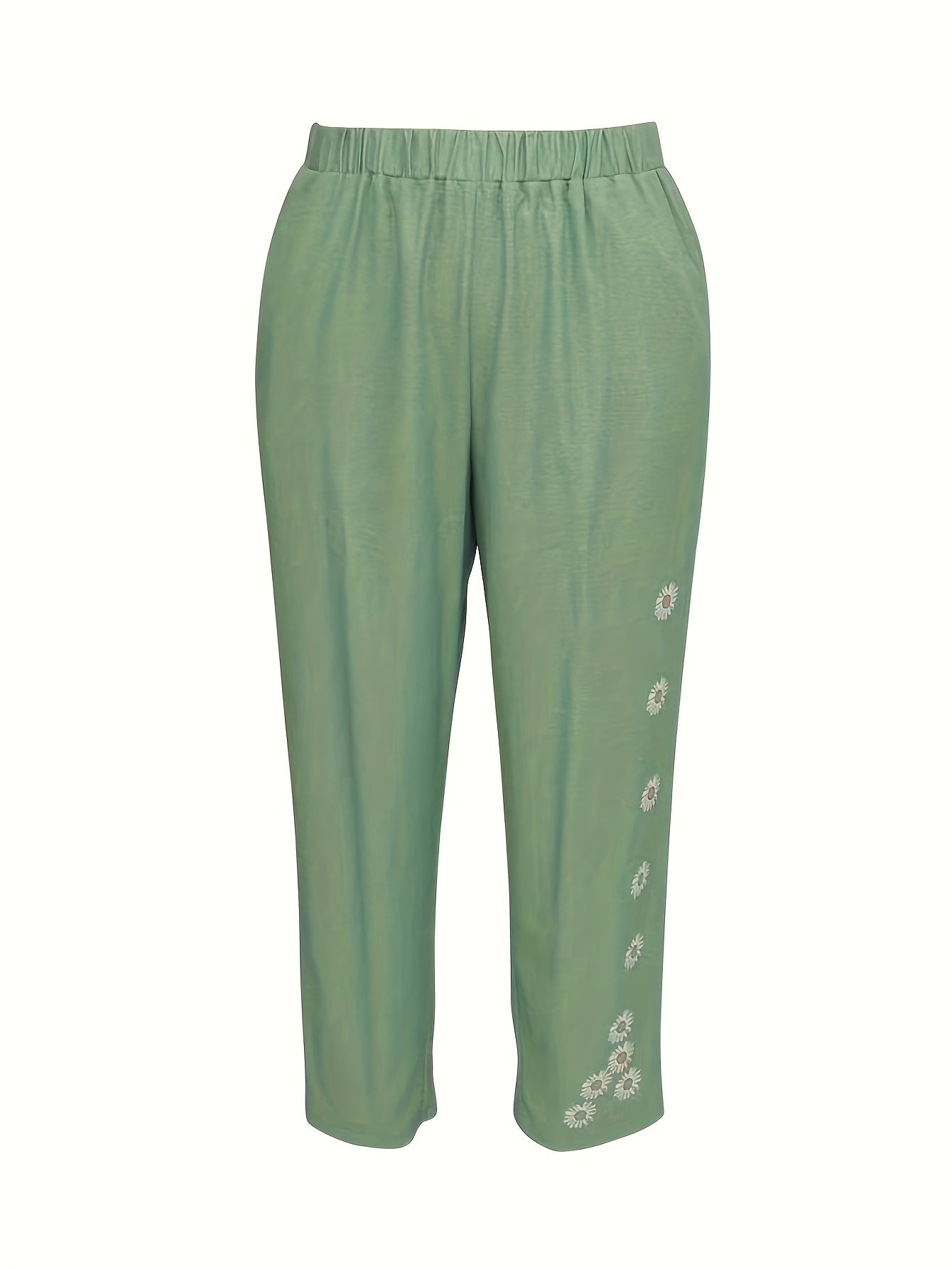 Women's Plus Daisy Print Harem Pants with Pockets
