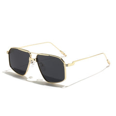 Men's Square Metal Sunglasses Gradient Sun Glasses Large Frame