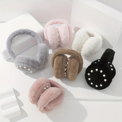 Foldable Pearl Accent Earmuff for Women