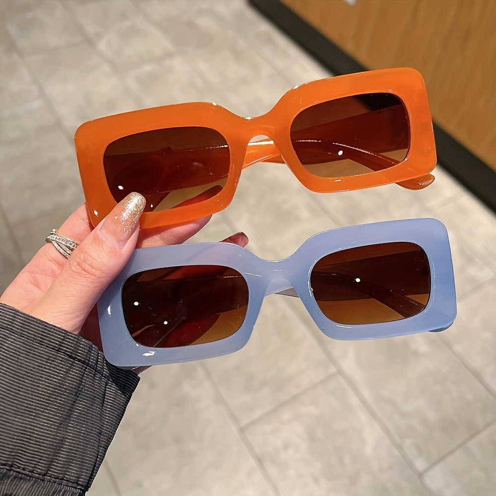 Rectangle Jelly Sunglasses Y2K Gradient Glasses UV400