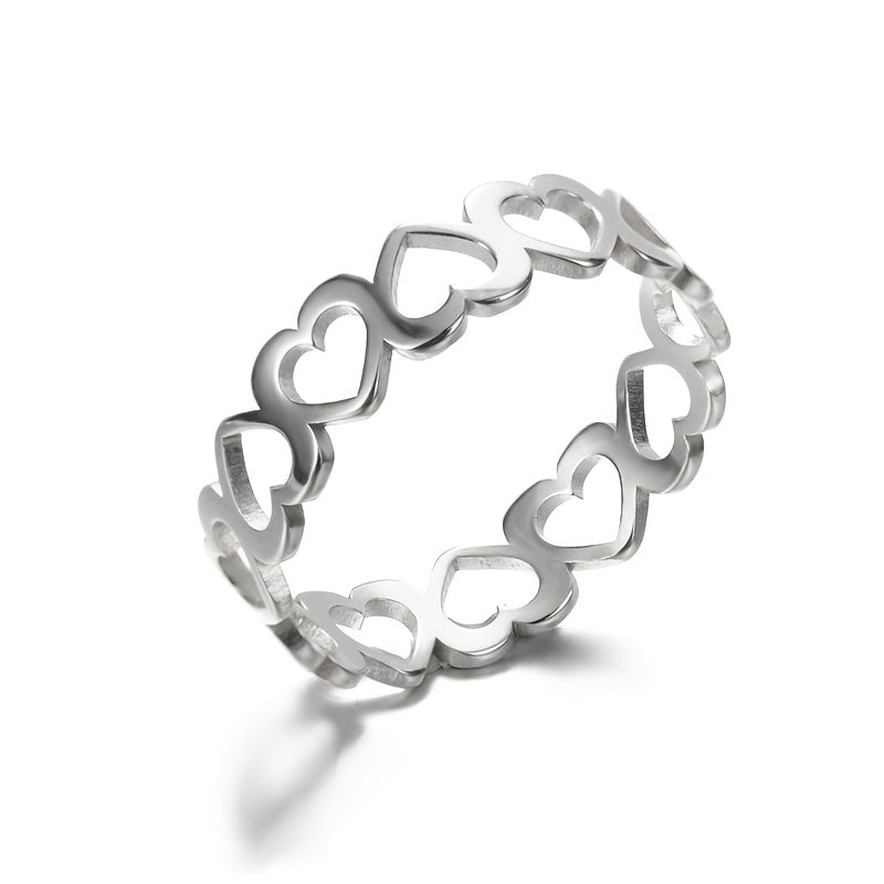 Vintage Heart Ring Stainless Steel Jewelry Gift for Women