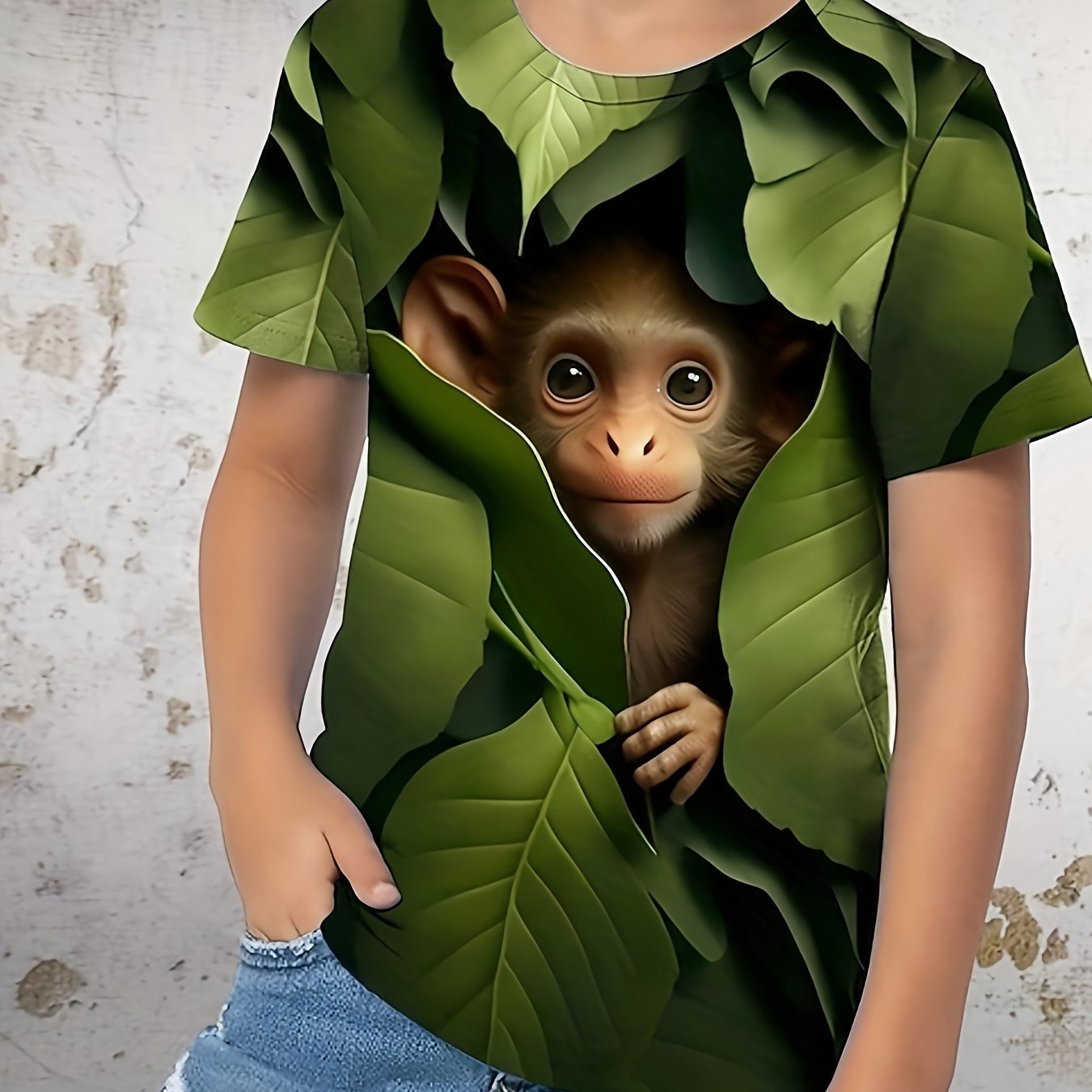 3D Monkey Graphic Short Sleeve T-Shirt for Kids - Summer Sports Clothes