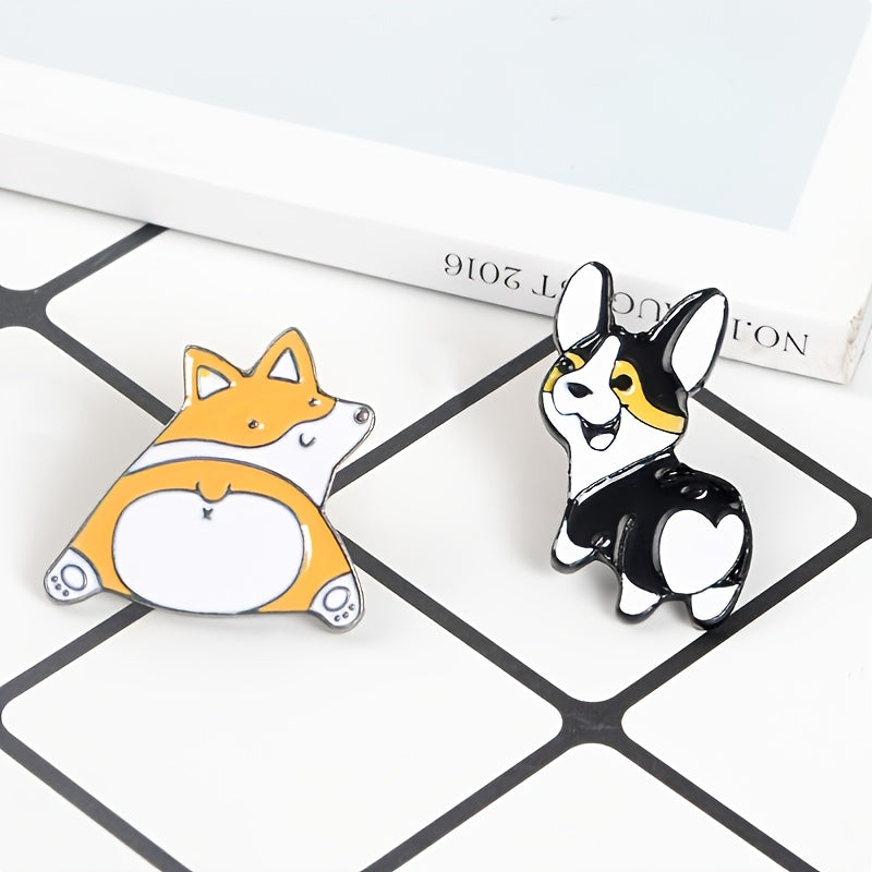 Corgi & French Bulldogs Enamel Brooch Pin