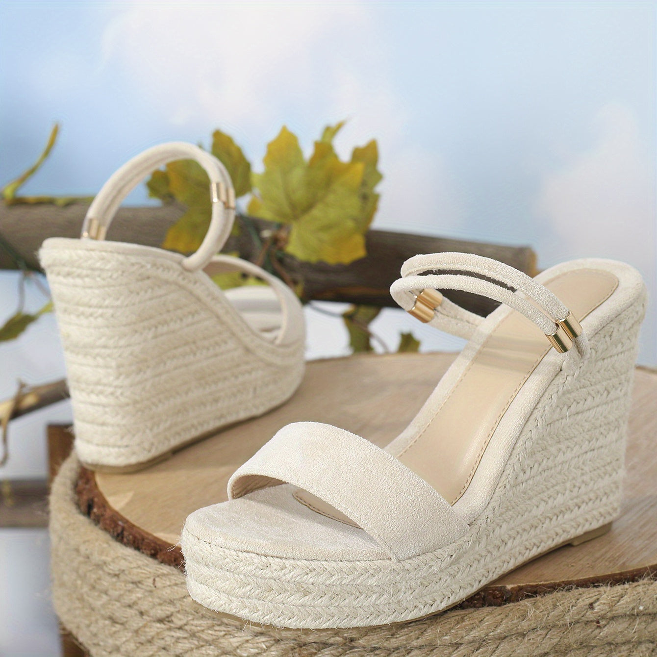 Women's Wedge Espadrille Sandals Open Toe Slip On Platform Heels Comfortable