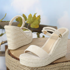 Women's Wedge Espadrille Sandals Open Toe Slip On Platform Heels Comfortable