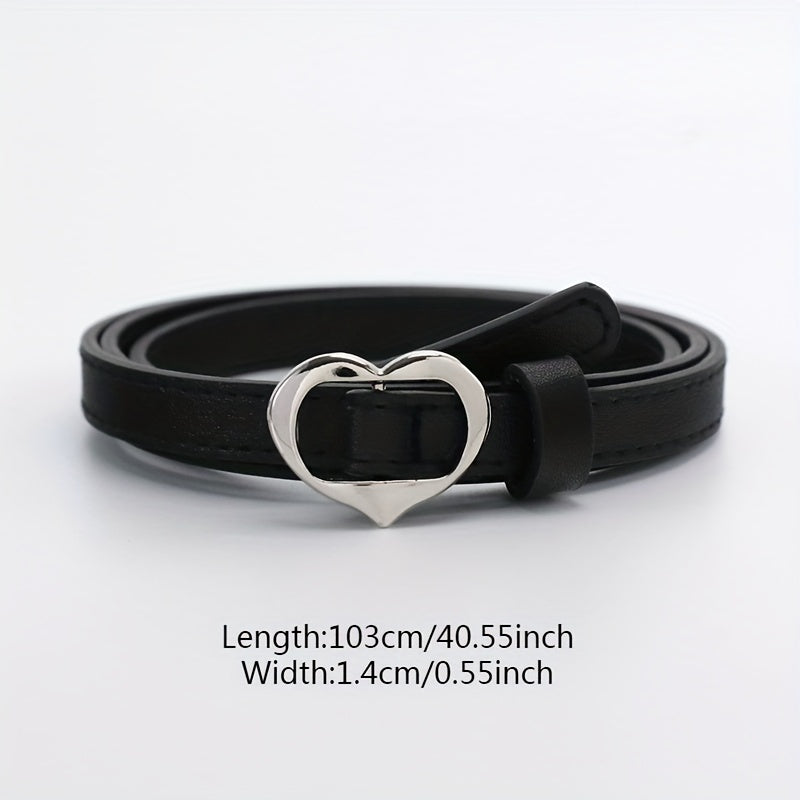 Heart Shape Buckle PU Belt Women Waist Belts Casual Jeans Belts