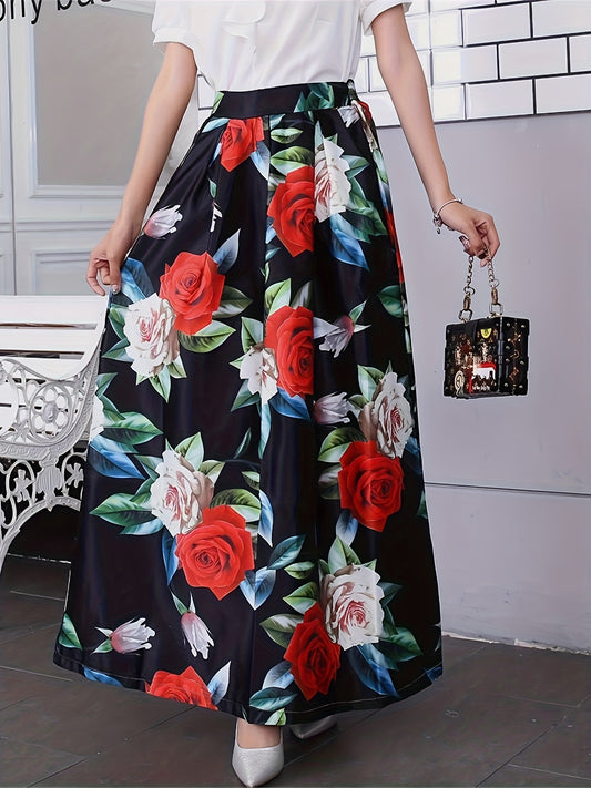 Floral Print A line Ankle Skirt for Spring & Summer