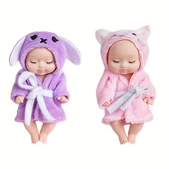 2pcs Rebirth Princess Dolls Soft Cuddly Adorable Friends in Pink And Bathrobes