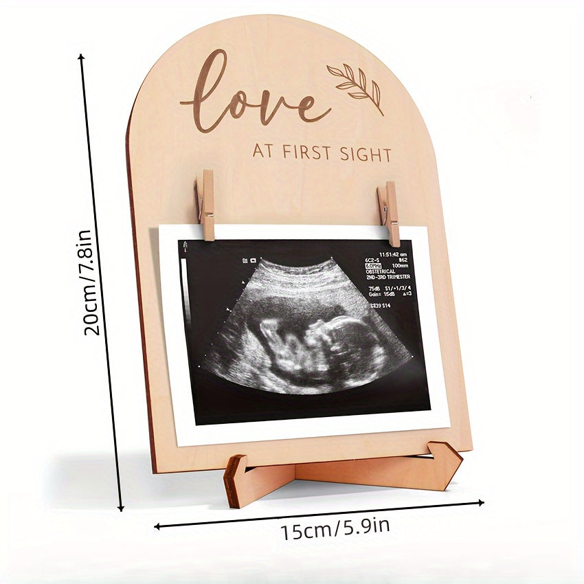 Creative Wooden Ultrasound Photo Frame Pregnancy Announcement Sign Room Decor