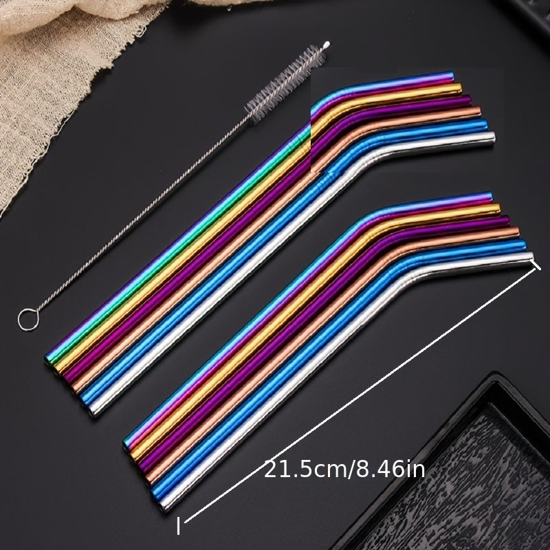8pcs Stainless Steel Reusable Straws Heat Resistant for Party Wedding