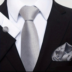 3pcs Mens Satin Necktie & Pocket Square Set Wedding Business Tie & Handker