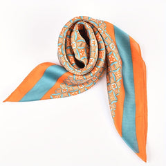 Geometric Floral Bandana Silk Scarf Solid Satin Shawl Neckerchief