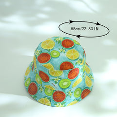 Fruit Print Bucket Hat Reversible Sunscreen Beach Fisherman Cap
