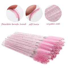 Eyelash Brushes 50pcs Crystal Handle Makeup Brush for Women's Gift