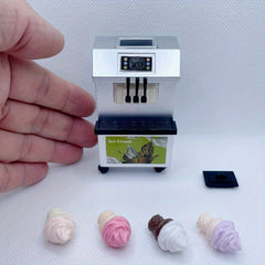 1:12 Mini Ice Cream Machine & Cones Set Dollhouse Decor Tea Shop Modeling