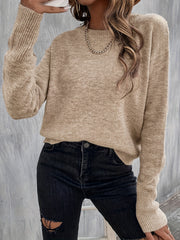 Women's Solid Crew Neck Pullover Sweater for Fall & Winter