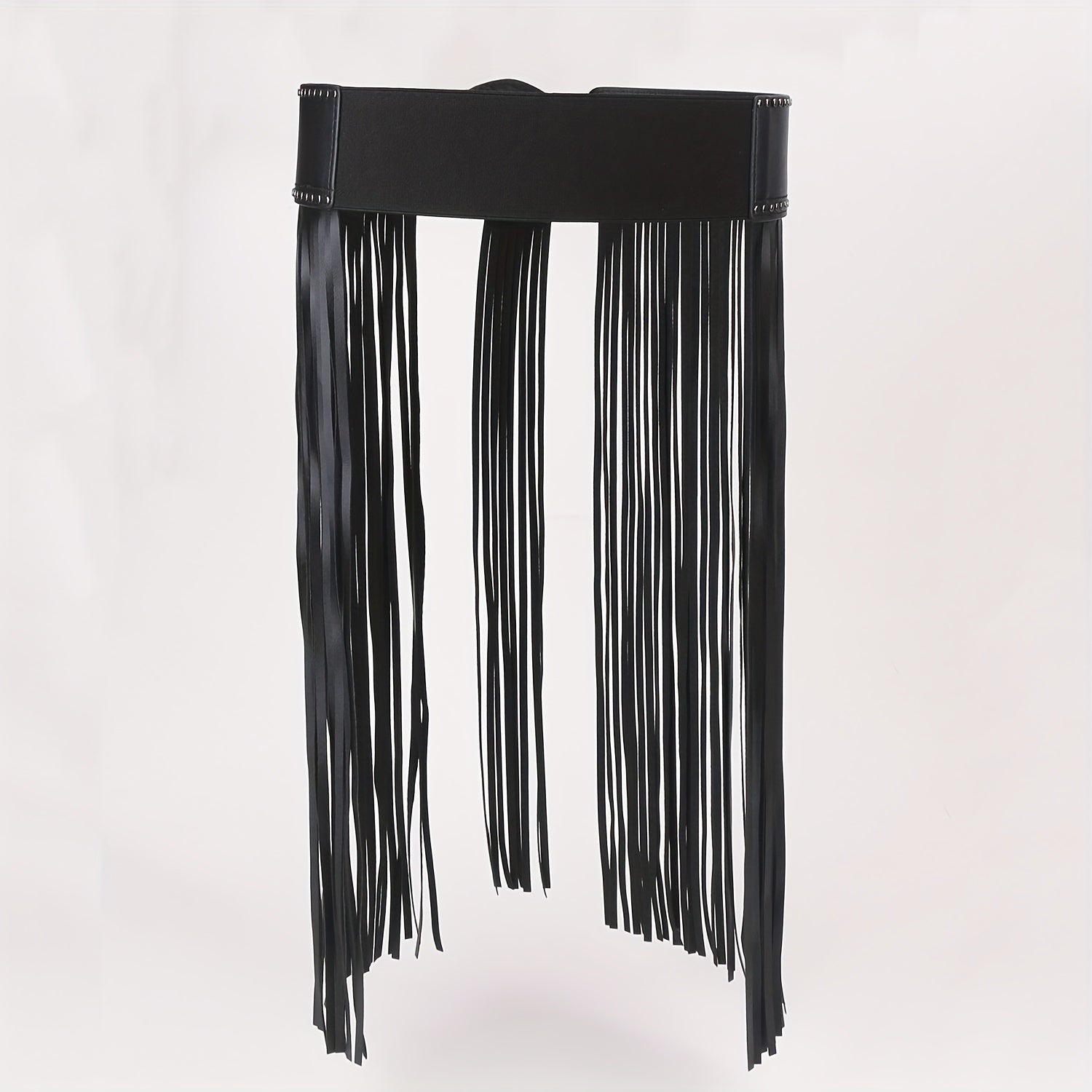  Tassel Skirt Belt Punk Fringe Waistband Rivet Decor Girdle