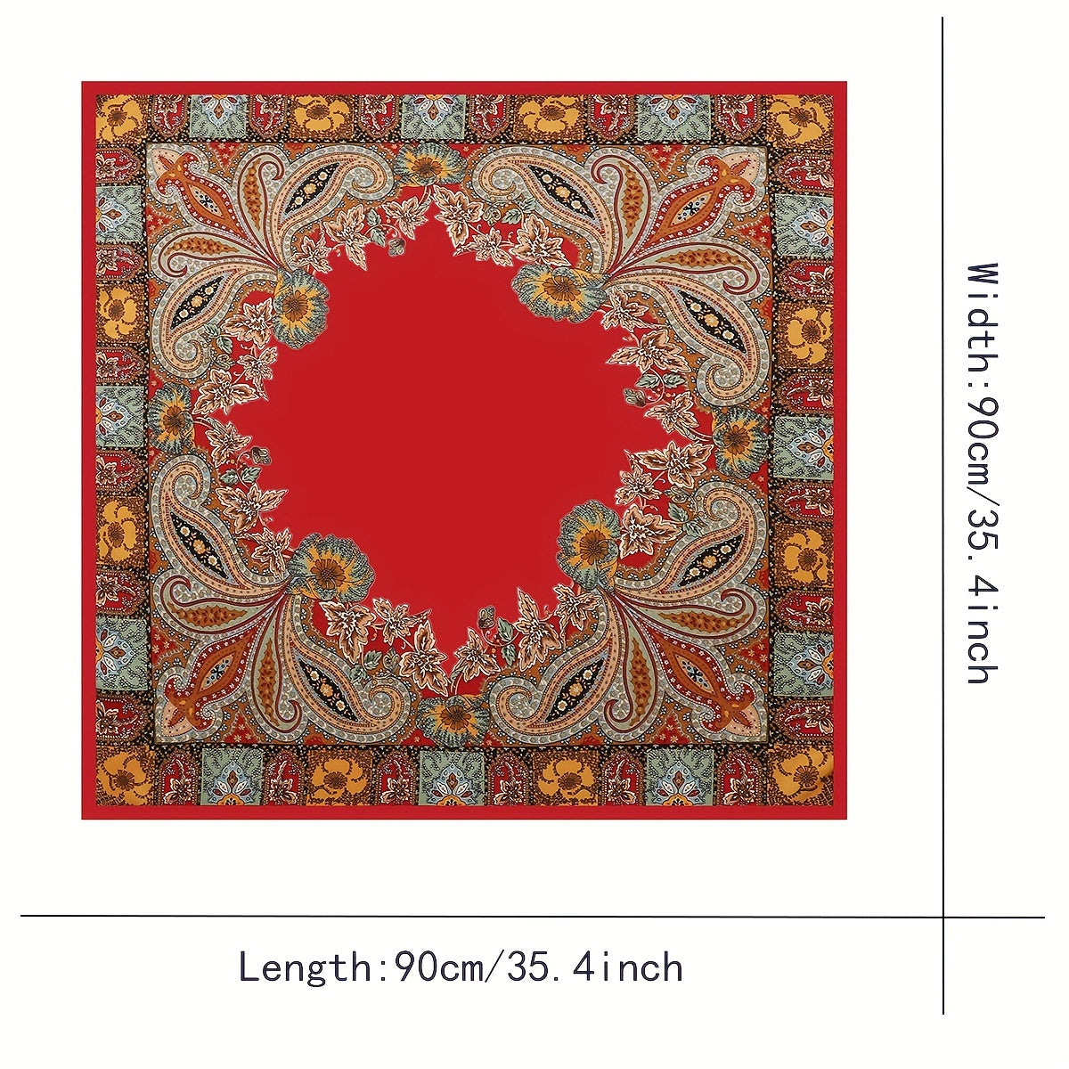 Vintage Paisley Print Square Scarf Silk Satin Bandana