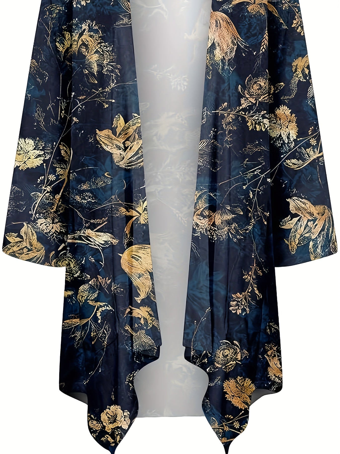  Floral Print Open Front Cardigan