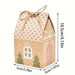 House Shape Christmas Paper Boxes Candy Gift Boxes Food Cookie Packing Bag