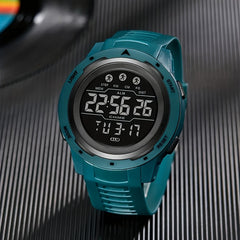 Men's Digital Sports Watch PVC Strap Plastic Case Button Powered