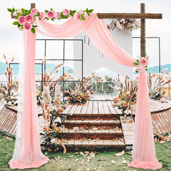 Wedding Peach Pink Chiffon Arches Valance for Decoration