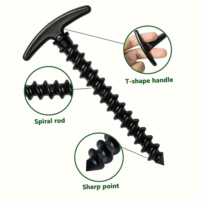 10pcs Plastic Tent Stakes Ground Anchors 14 T-shaped Spiral Thread