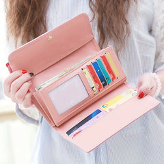 Pink Argyle Trifold Wallet Sweet PU Leather Credit Card Organizer & Card Holder