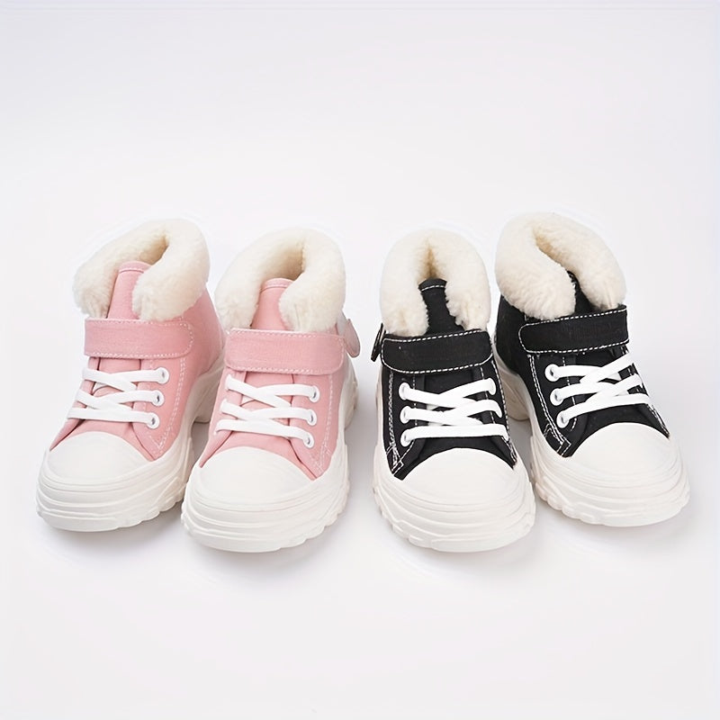 Girl's Solid Snow Boots Fleece Lined Ankle Boots