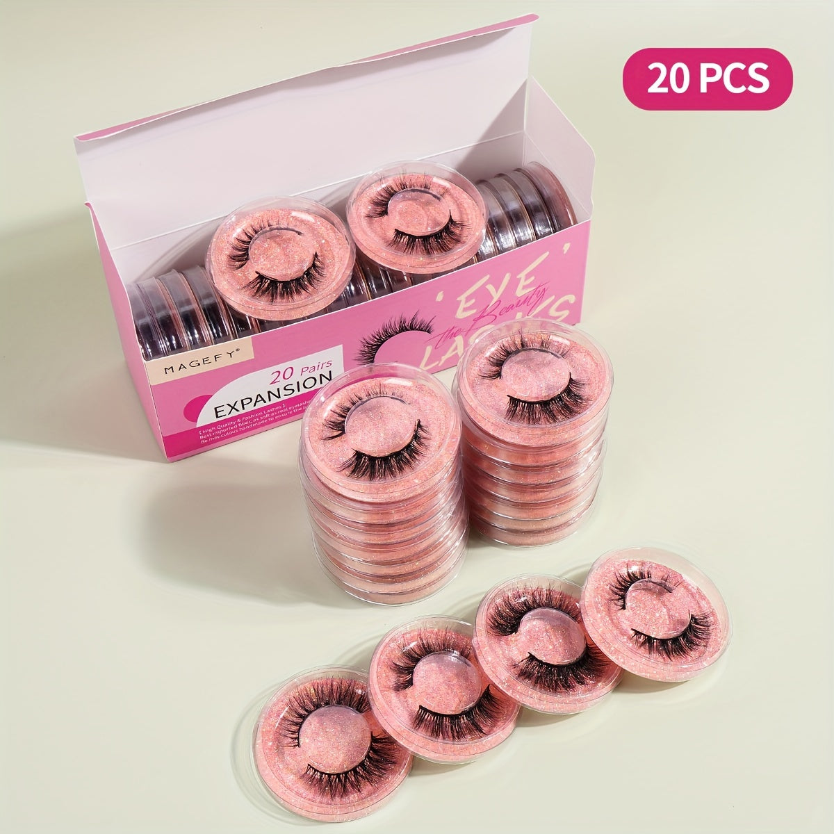 20 Pairs Mixed Style False Eyelashes for Daily Use
