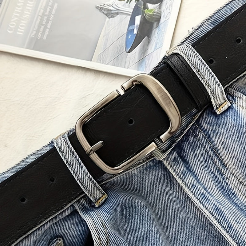 Unisex Pin Buckle Wide PU Belt Casual Jeans Pants Belt