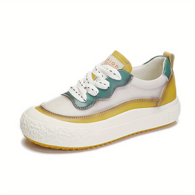 Women's Contrast Board Shoes Leisure Lace Up Outdoor Sneakers Soft Comfortable