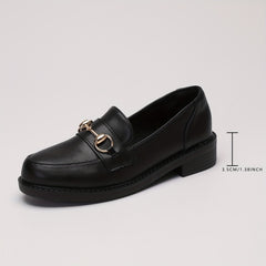 Women's Metal Decor Chunky Loafers Slip On Shoes
