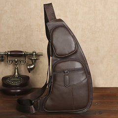 Leather Sling Bag Crossbody Backpack For Men Women Travel Outdoor Sports