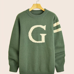 Men's ''G'' Pattern Sweater Warm Knit Pullover