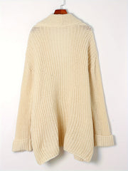  Solid Open Front Sweater Cardigan With Pockets