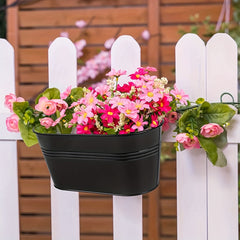 5pcs Metal Hanging Flower Pots for Railings & Fences, Rustic Style Windows