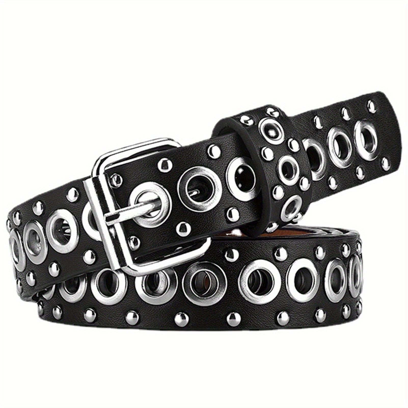 Punk Style Rivet Belt Hollow Air Eye Belt for Men and Women