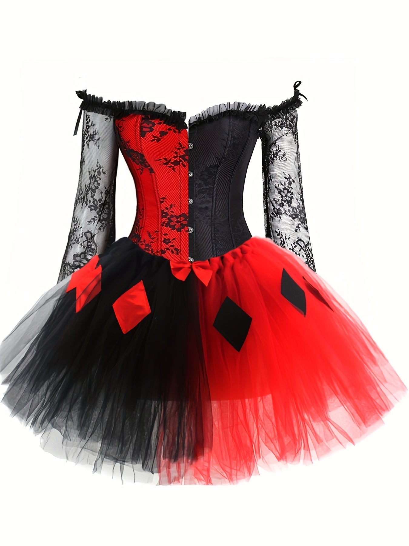 Halloween Colorblock Body Shaper Set & Plaid Mesh Skirt