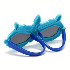 Cartoon Frame Silicone Sunglasses for Kids, Foldable Sun Protection