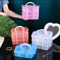 Detachable Jewelry Storage Box Three Layer Transparent Cosmetics Storage Box