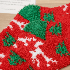 4 Pairs Christmas Print Socks Comfy & Fuzzy Warm Women's Stockings